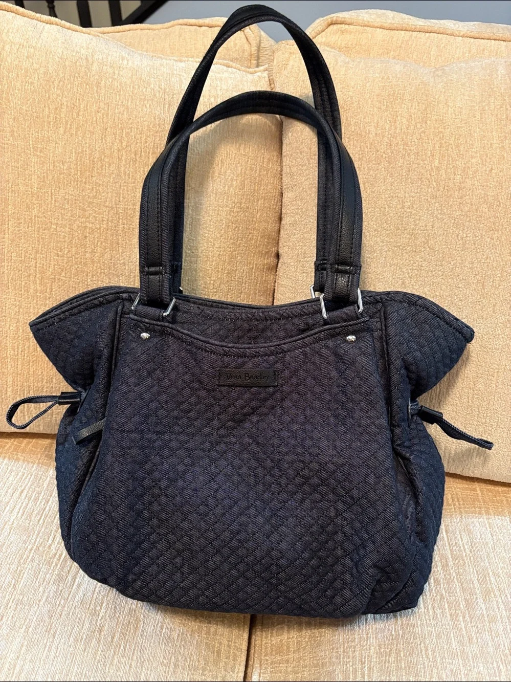 Vera Bradley Black Quilted Shoulder Tote - Picture 12 of 12